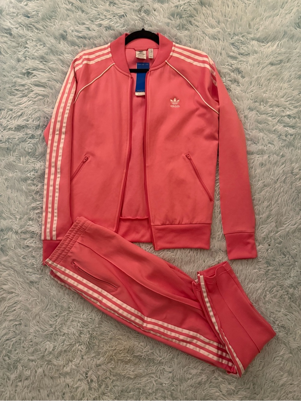 adidas Pink Three-Stripe Track Jacket and Pants